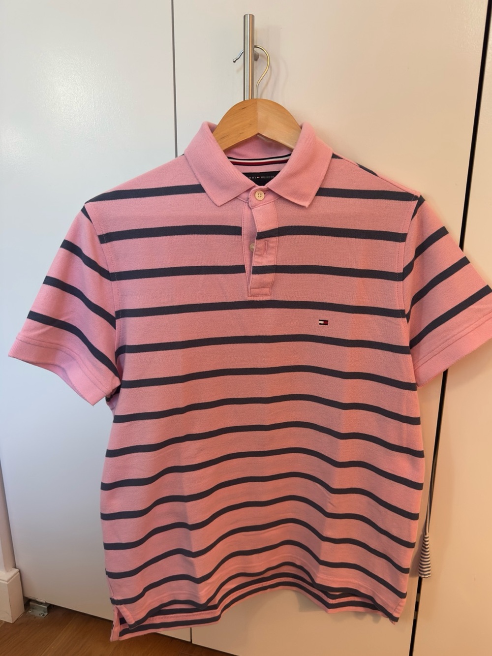 Tommy Hilfiger Pink and Navy Striped Polo